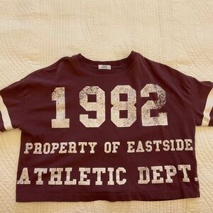 ARDENE maroon crop short sleeve t-shirt size M